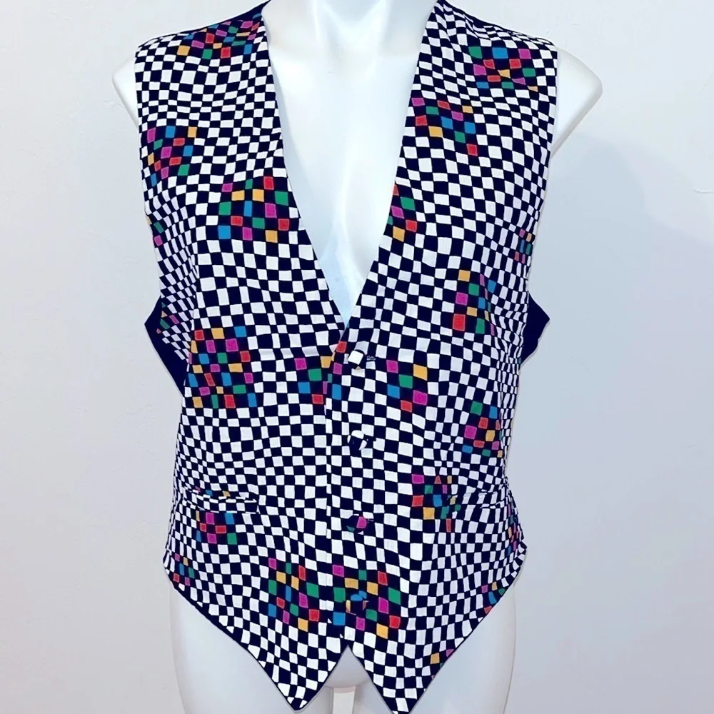 Brandon Michael Vest Medium Multicolored Optical Illusion USA Made